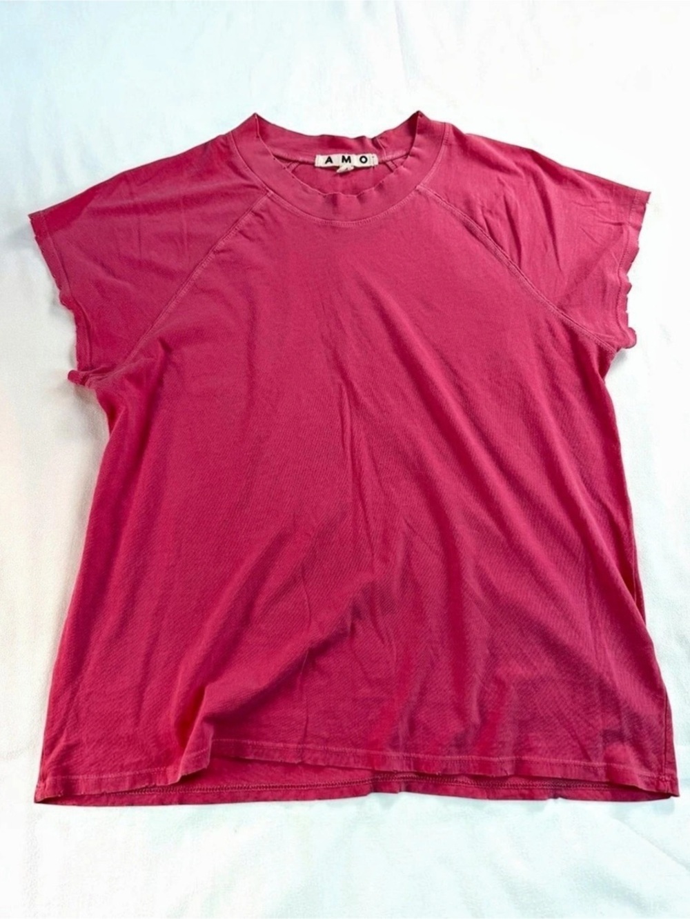 Anthropologie AMO Raglan Cap Sleeve Pink Cotton Tee Size Medium
